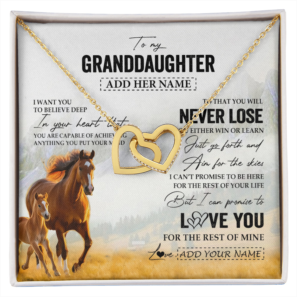 Personalized To My Granddaughter Necklace From Grandma Grandpa You Will Never Lose Horse Granddaughter Birthday Gifts Christmas Custom Gift Box Message Card