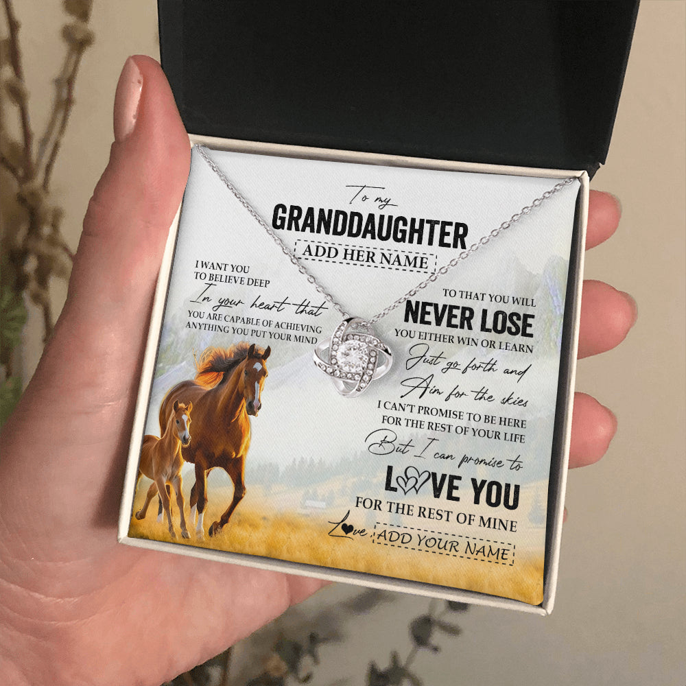 Personalized To My Granddaughter Necklace From Grandma Grandpa You Will Never Lose Horse Granddaughter Birthday Gifts Christmas Custom Gift Box Message Card