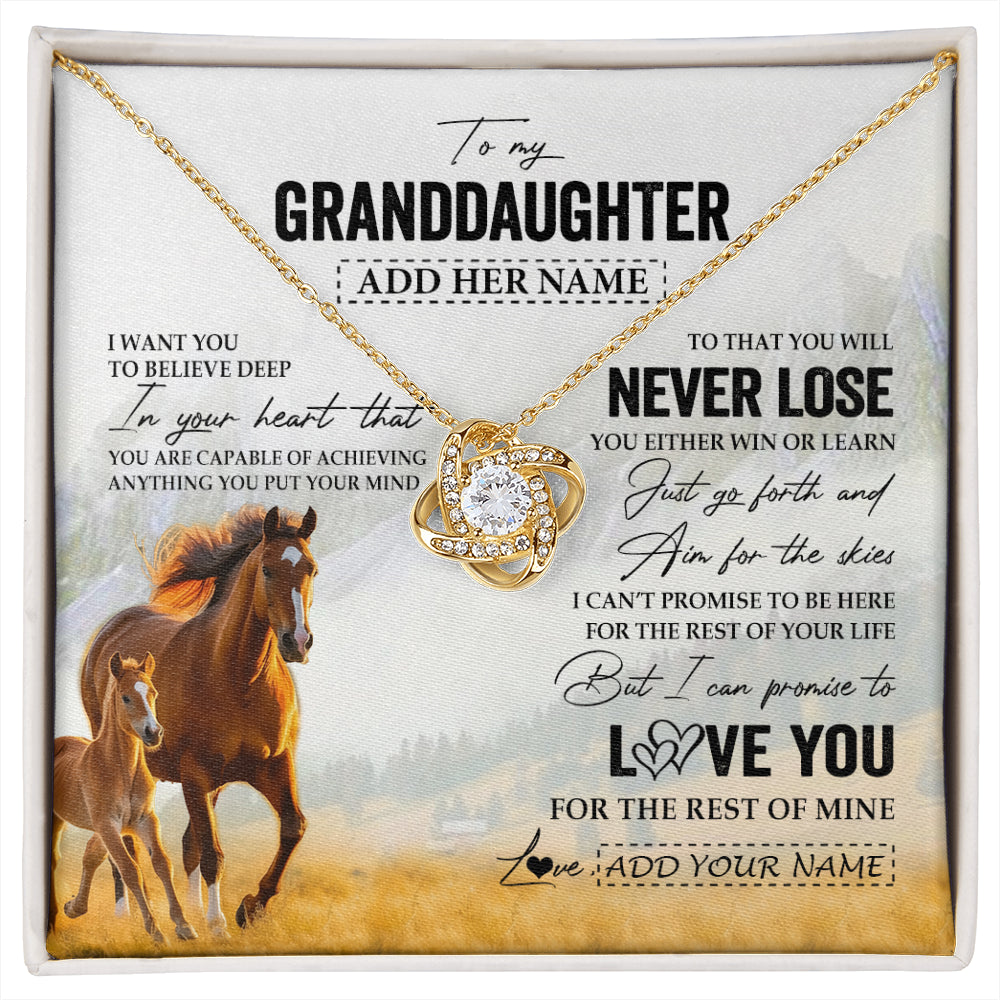 Personalized To My Granddaughter Necklace From Grandma Grandpa You Will Never Lose Horse Granddaughter Birthday Gifts Christmas Custom Gift Box Message Card