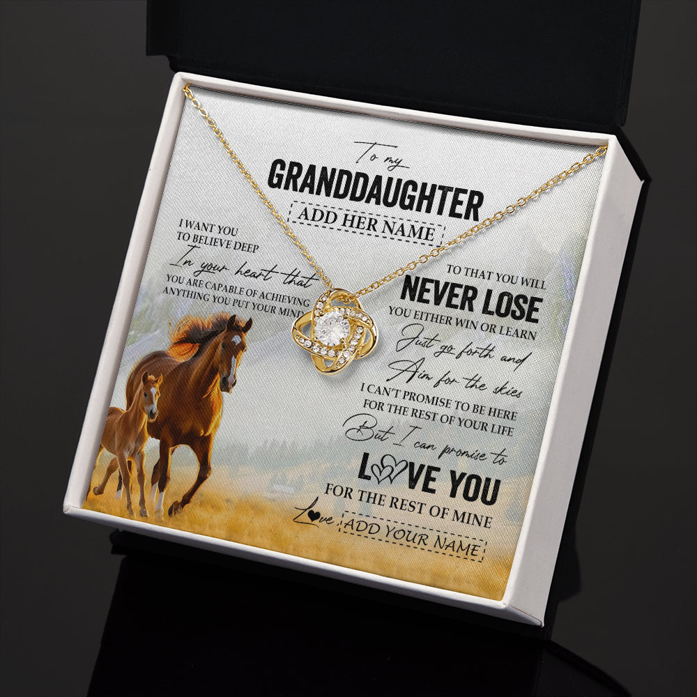 Personalized To My Granddaughter Necklace From Grandma Grandpa You Will Never Lose Horse Granddaughter Birthday Gifts Christmas Custom Gift Box Message Card