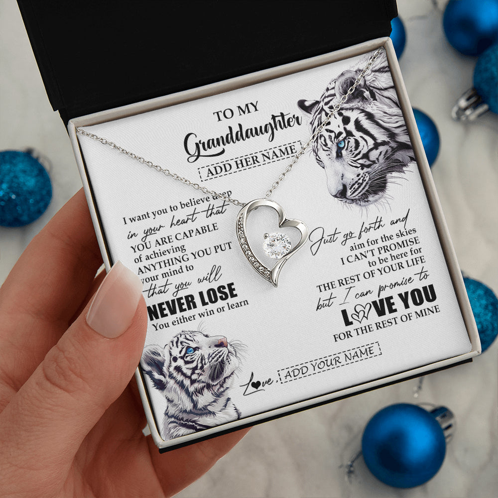Personalized To My Granddaughter Necklace From Grandma Grandpa You Will Never Lose White Tiger Granddaughter Birthday Gifts Christmas Gift Box Message Card
