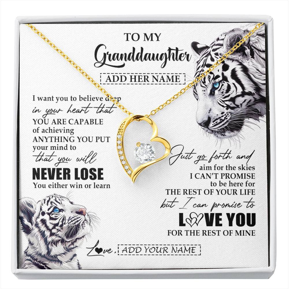 Personalized To My Granddaughter Necklace From Grandma Grandpa You Will Never Lose White Tiger Granddaughter Birthday Gifts Christmas Gift Box Message Card