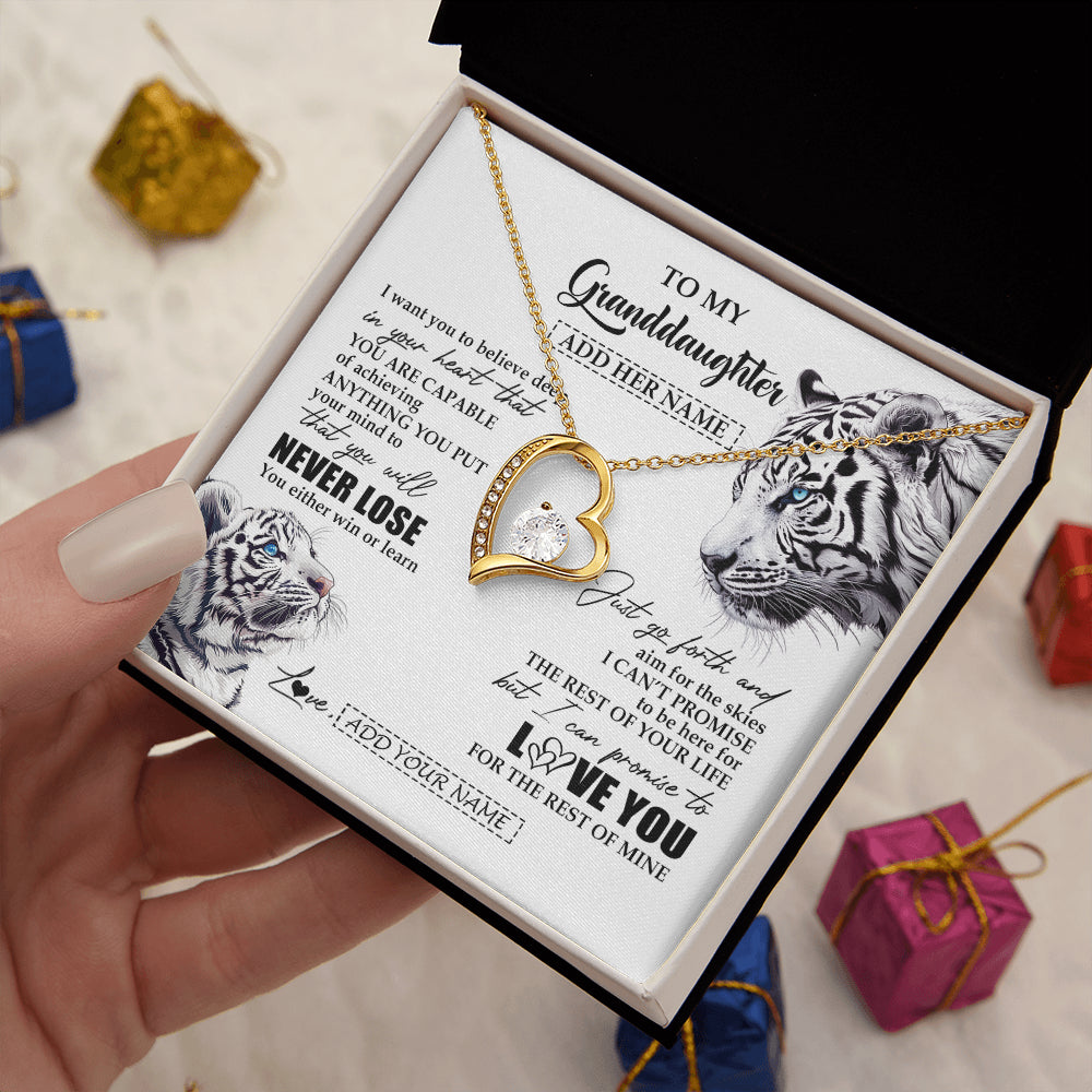 Personalized To My Granddaughter Necklace From Grandma Grandpa You Will Never Lose White Tiger Granddaughter Birthday Gifts Christmas Gift Box Message Card