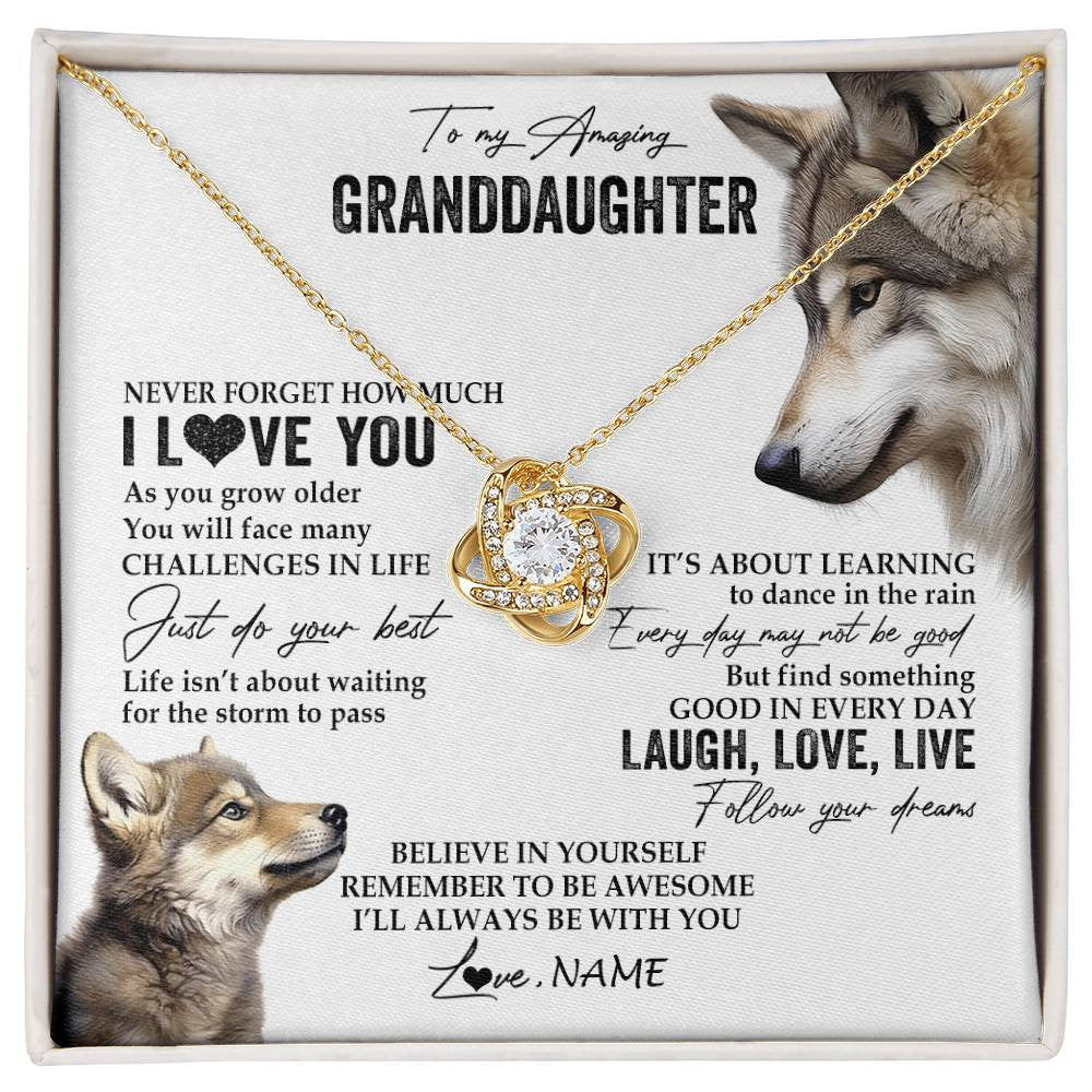 Personalized To My Granddaughter Necklace From Grandma Just Do You Best Laugh Love Live Wolf Granddaughter Birthday Christmas Customized Gift Box Message Card