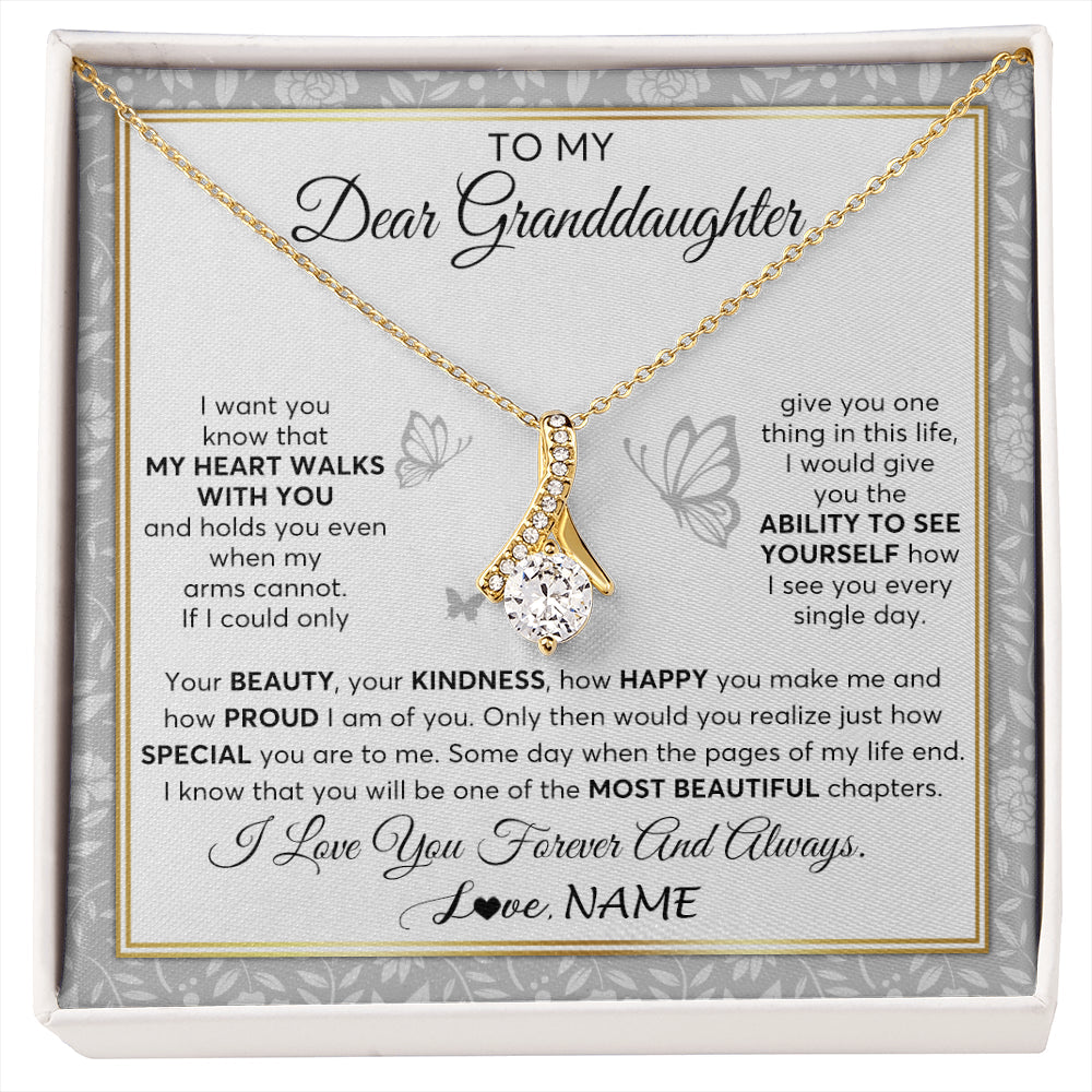 Personalized To My Granddaughter Necklace From Grandma My Heart Walks With You Granddaughter Birthday Gifts Jewelry Christmas Customized Gift Box Message Card