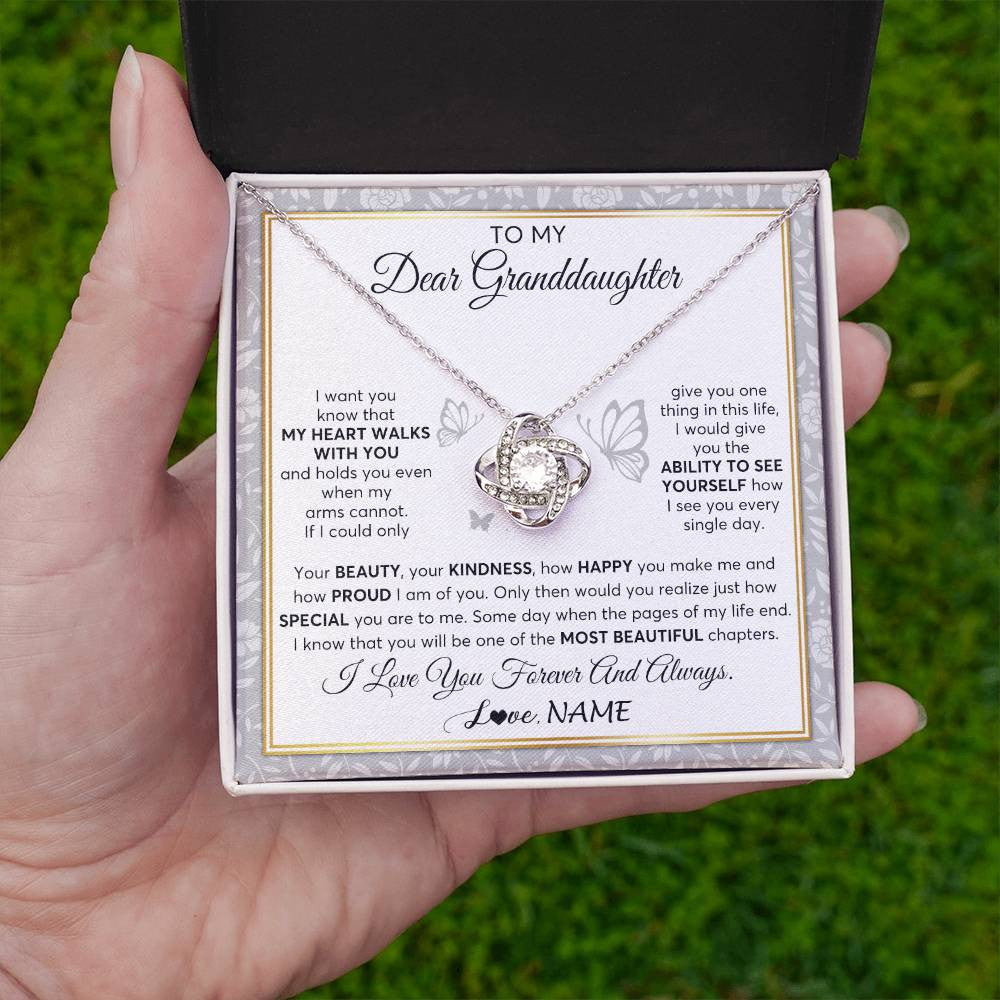 Personalized To My Granddaughter Necklace From Grandma My Heart Walks With You Granddaughter Birthday Gifts Jewelry Christmas Customized Gift Box Message Card