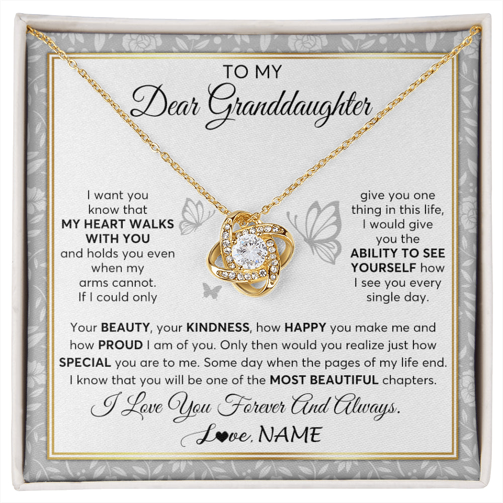 Personalized To My Granddaughter Necklace From Grandma My Heart Walks With You Granddaughter Birthday Gifts Jewelry Christmas Customized Gift Box Message Card