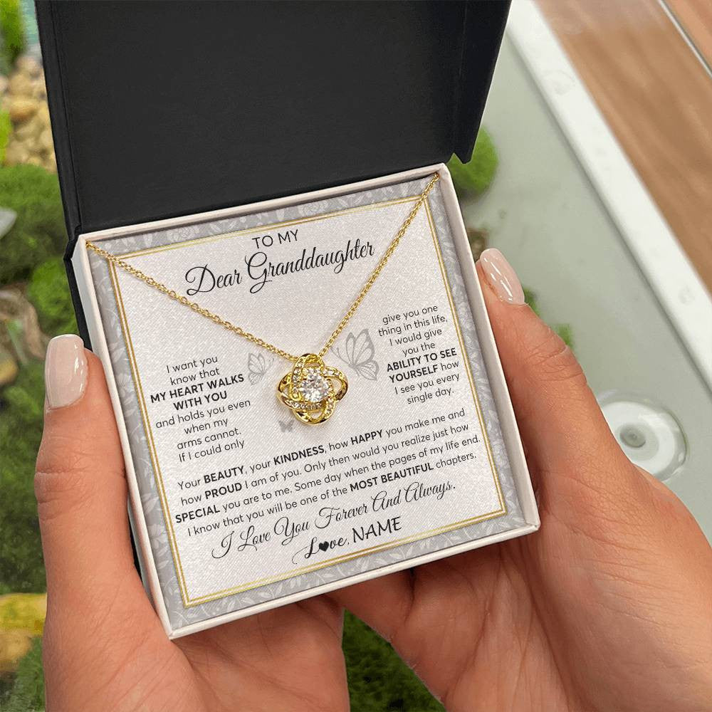 Personalized To My Granddaughter Necklace From Grandma My Heart Walks With You Granddaughter Birthday Gifts Jewelry Christmas Customized Gift Box Message Card