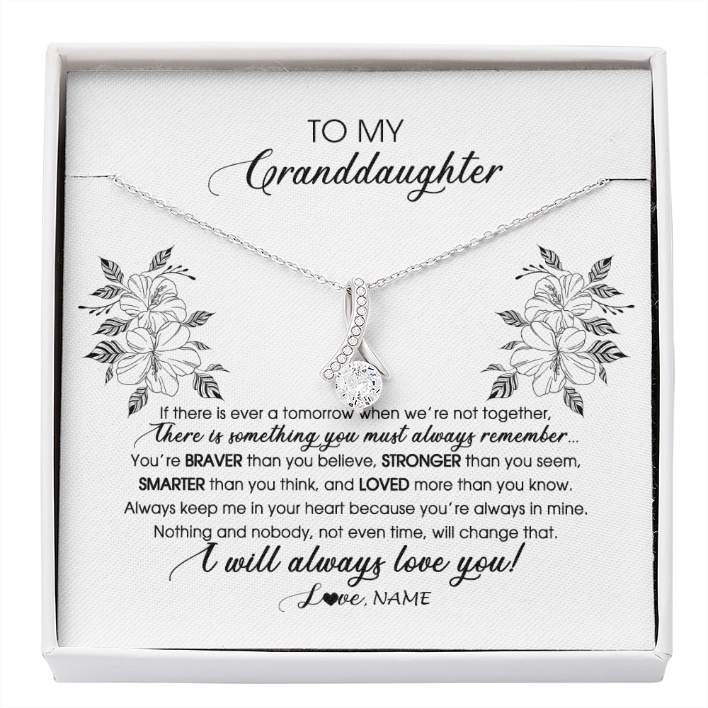 Personalized To My Granddaughter Necklace From Grandma Nana Papa Not Even Time Floral Granddaughter Graduation Birthday Customized Message Card