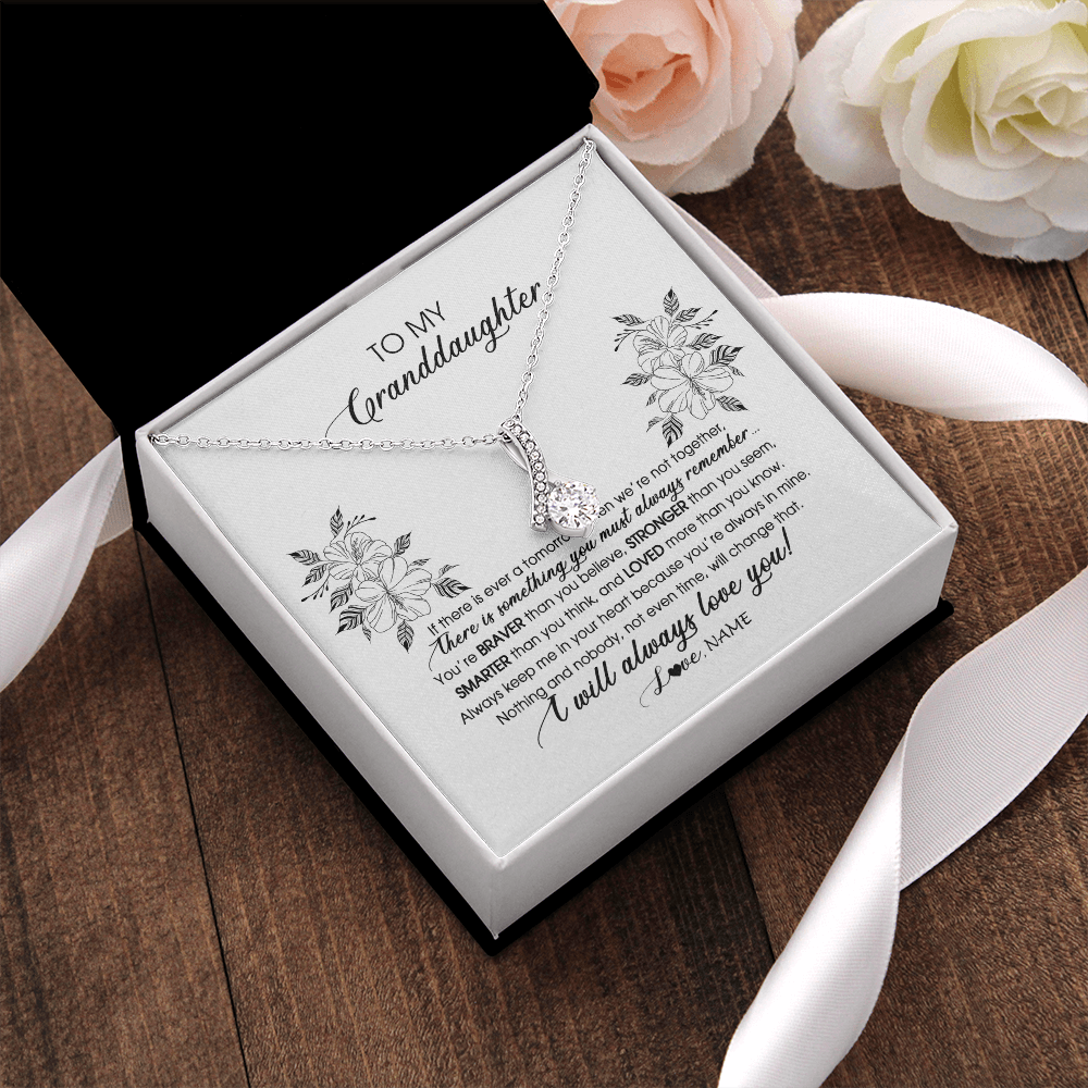 Personalized To My Granddaughter Necklace From Grandma Nana Papa Not Even Time Floral Granddaughter Graduation Birthday Customized Message Card