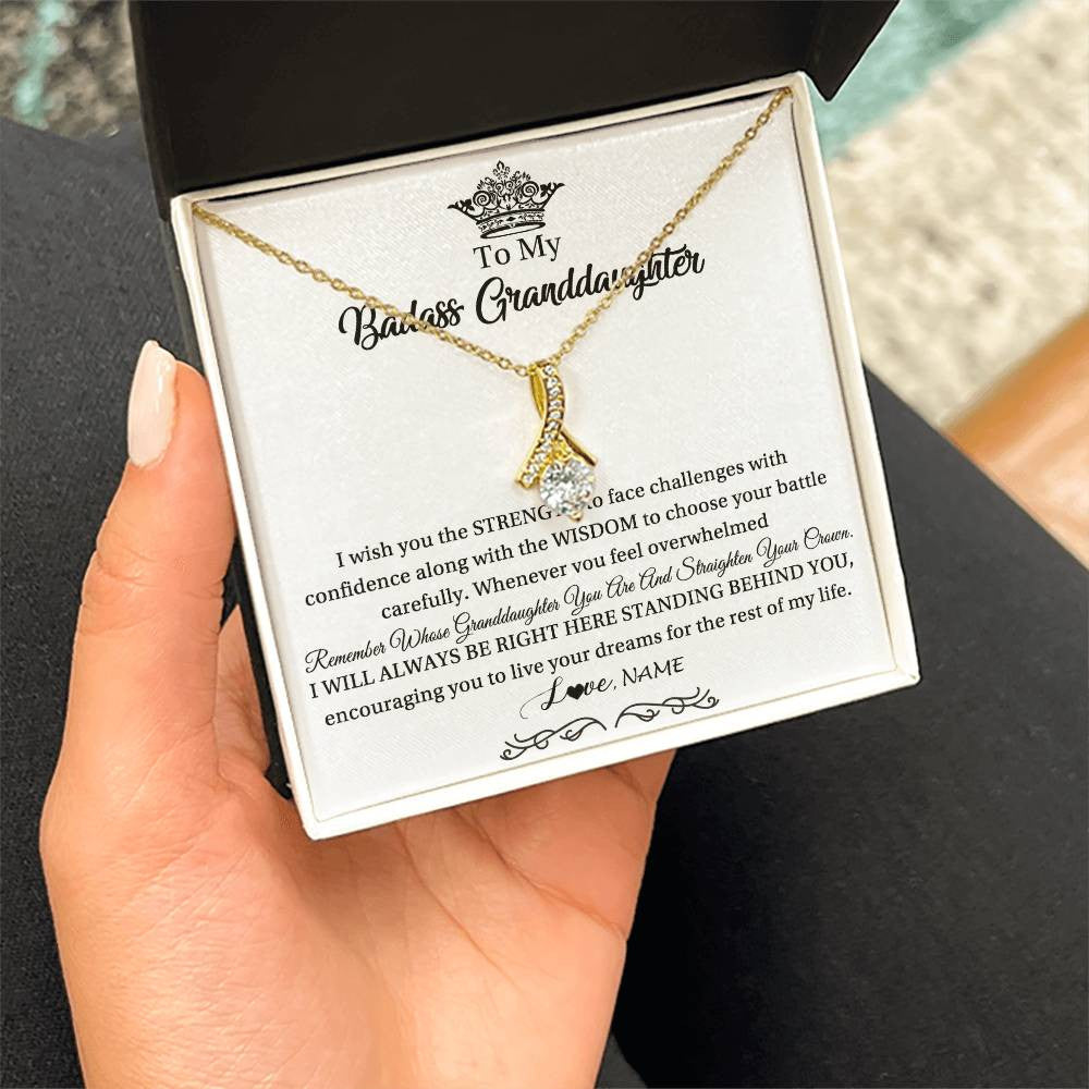 Personalized To My Granddaughter Necklace From Grandma Straighten Your Crown Granddaughter Jewelry Birthday Christmas Customized Gift Box Message Card