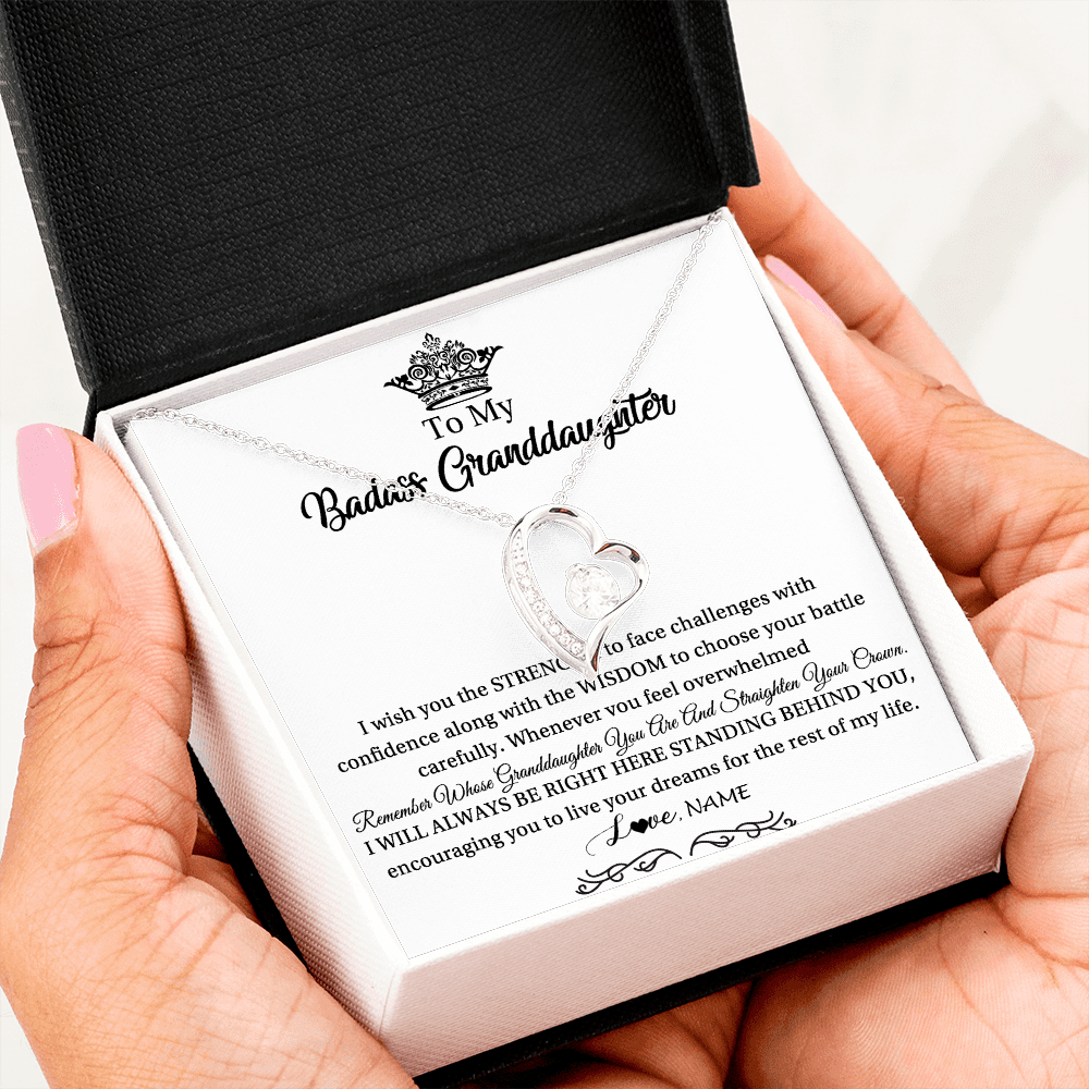 Personalized To My Granddaughter Necklace From Grandma Straighten Your Crown Granddaughter Jewelry Birthday Christmas Customized Gift Box Message Card