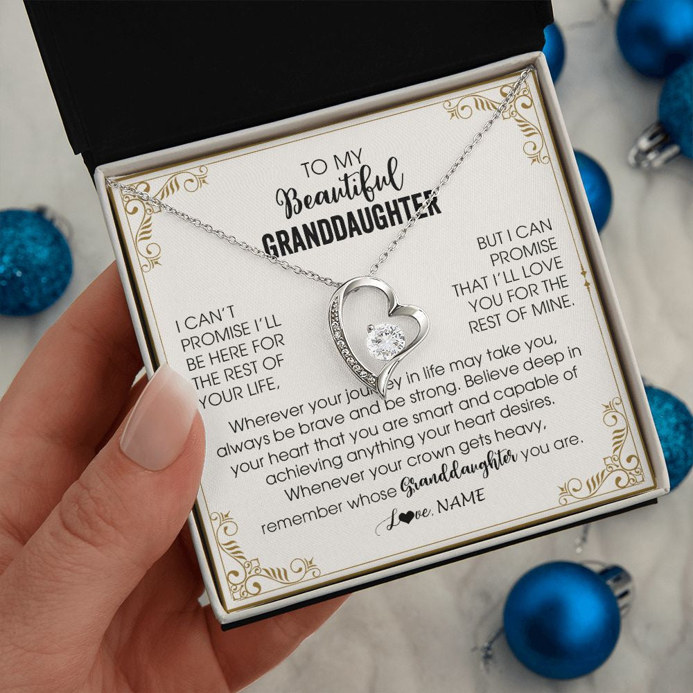 Personalized To My Granddaughter Necklace From Grandma Wherever Your Journey in Life There Birthday Graduation Christmas Customized Gift Box Message Card