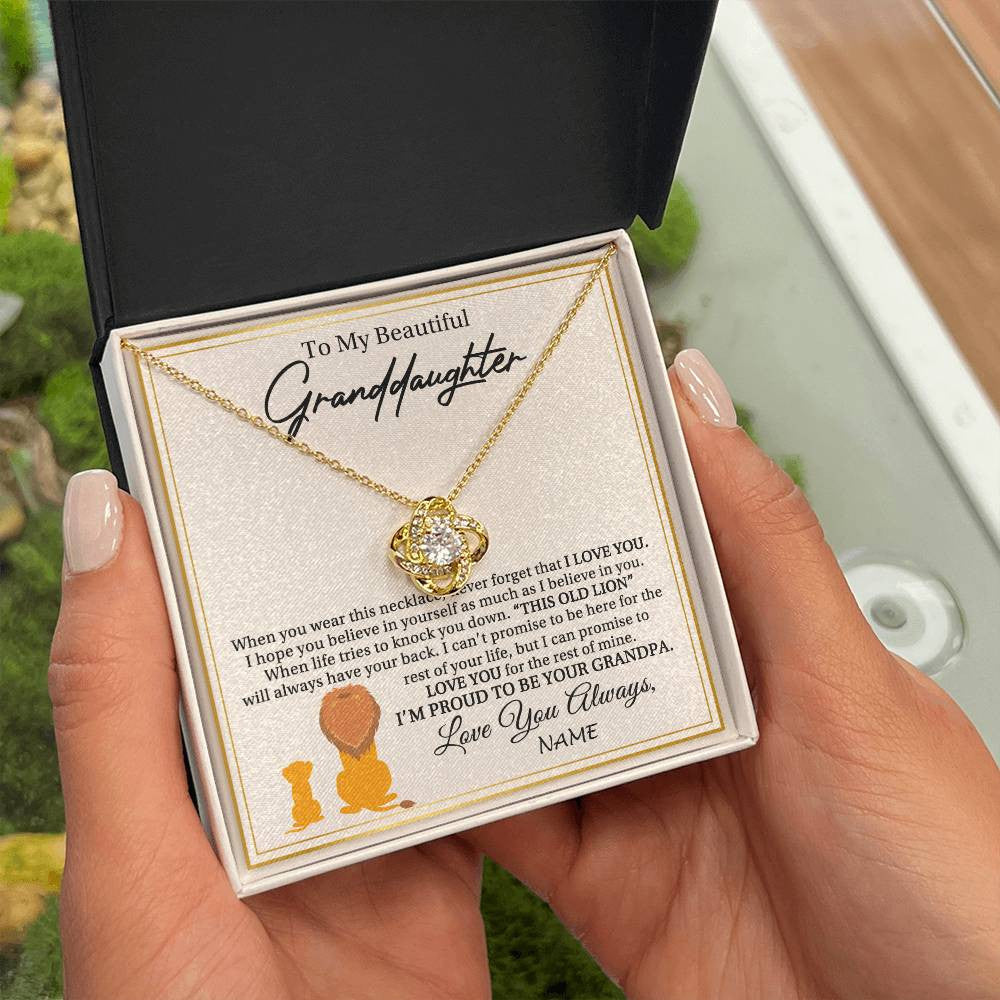 Personalized To My Granddaughter Necklace From Grandpa I'M Proud To Be Your Grandpa Lion Granddaughter Birthday Christmas Customized Gift Box Message Card