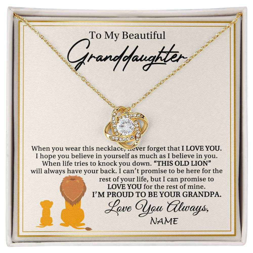 Personalized To My Granddaughter Necklace From Grandpa I'M Proud To Be Your Grandpa Lion Granddaughter Birthday Christmas Customized Gift Box Message Card