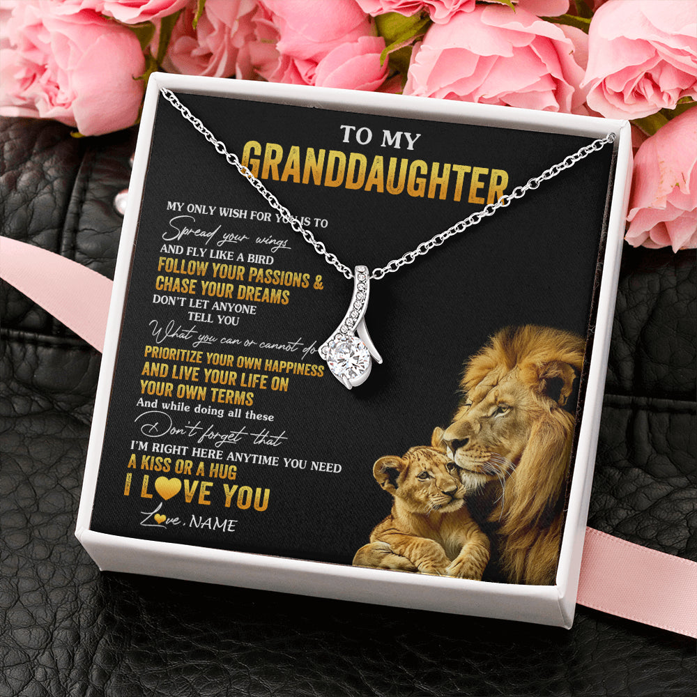 Personalized To My Granddaughter Necklace From Grandpa Lion My Only Wish For You Granddaughter Birthday Graduation Christmas Customized Gift Box Message Card