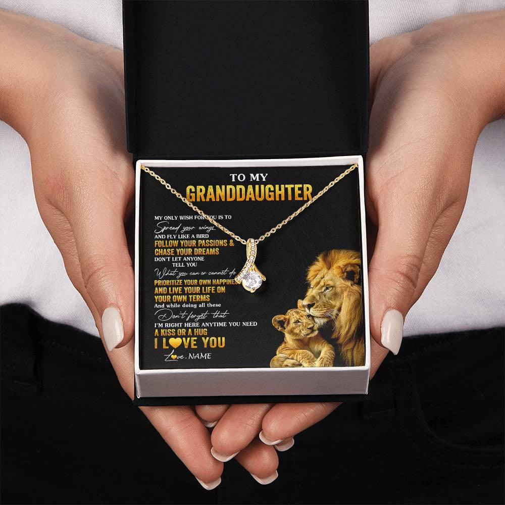 Personalized To My Granddaughter Necklace From Grandpa Lion My Only Wish For You Granddaughter Birthday Graduation Christmas Customized Gift Box Message Card