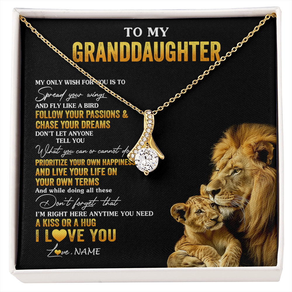 Personalized To My Granddaughter Necklace From Grandpa Lion My Only Wish For You Granddaughter Birthday Graduation Christmas Customized Gift Box Message Card