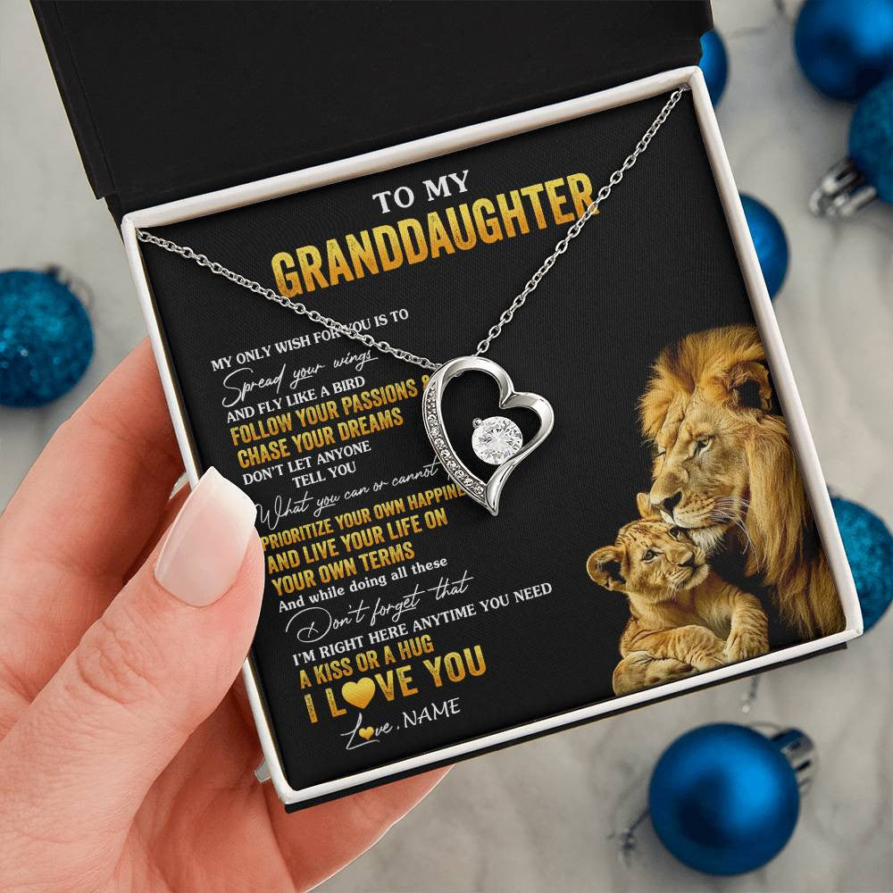 Personalized To My Granddaughter Necklace From Grandpa Lion My Only Wish For You Granddaughter Birthday Graduation Christmas Customized Gift Box Message Card