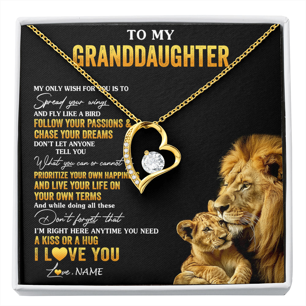 Personalized To My Granddaughter Necklace From Grandpa Lion My Only Wish For You Granddaughter Birthday Graduation Christmas Customized Gift Box Message Card