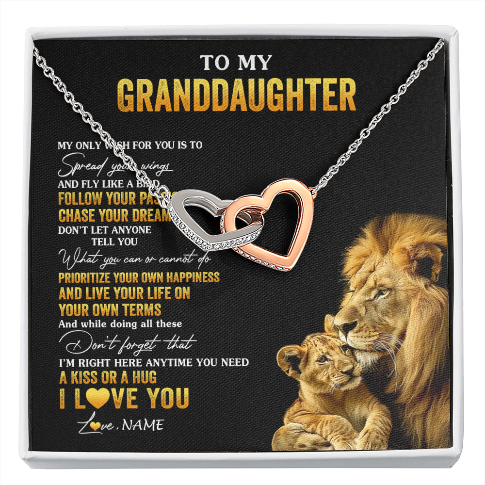 Personalized To My Granddaughter Necklace From Grandpa Lion My Only Wish For You Granddaughter Birthday Graduation Christmas Customized Gift Box Message Card
