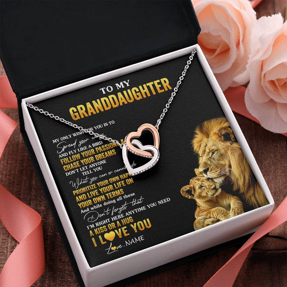 Personalized To My Granddaughter Necklace From Grandpa Lion My Only Wish For You Granddaughter Birthday Graduation Christmas Customized Gift Box Message Card