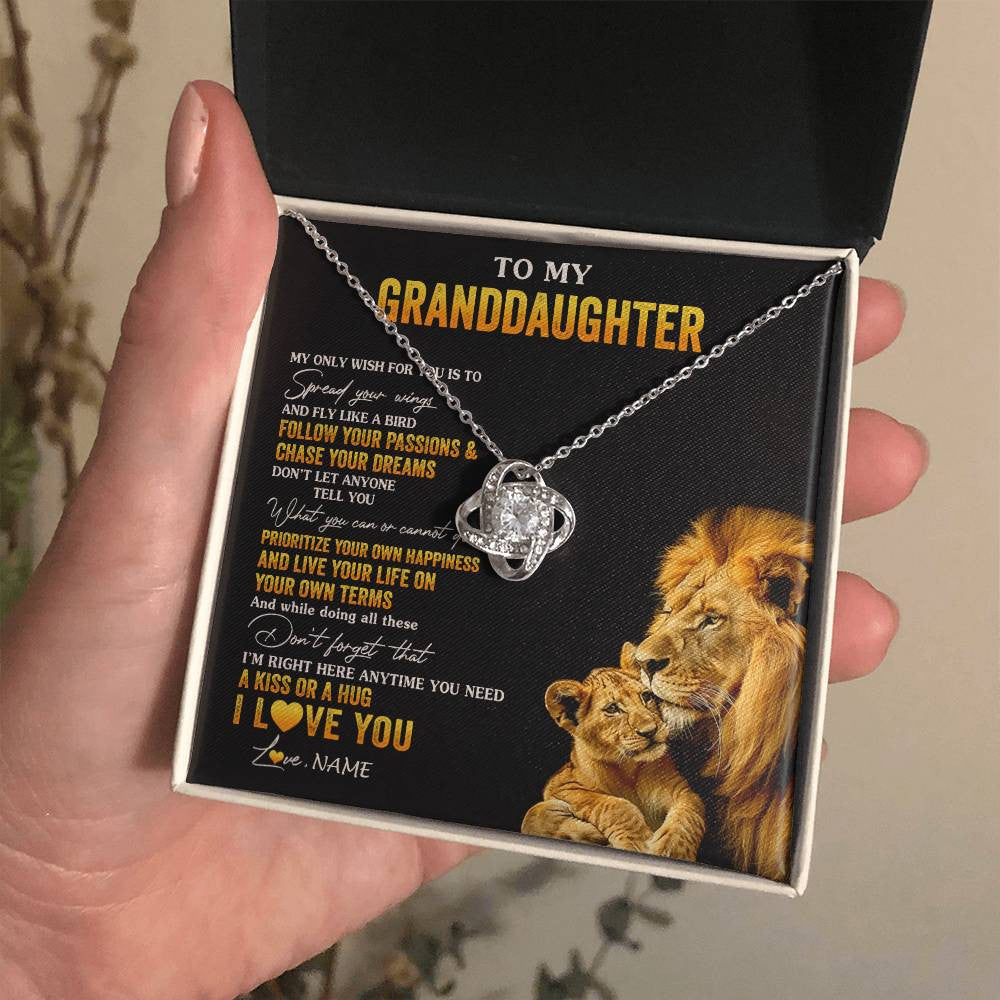 Personalized To My Granddaughter Necklace From Grandpa Lion My Only Wish For You Granddaughter Birthday Graduation Christmas Customized Gift Box Message Card
