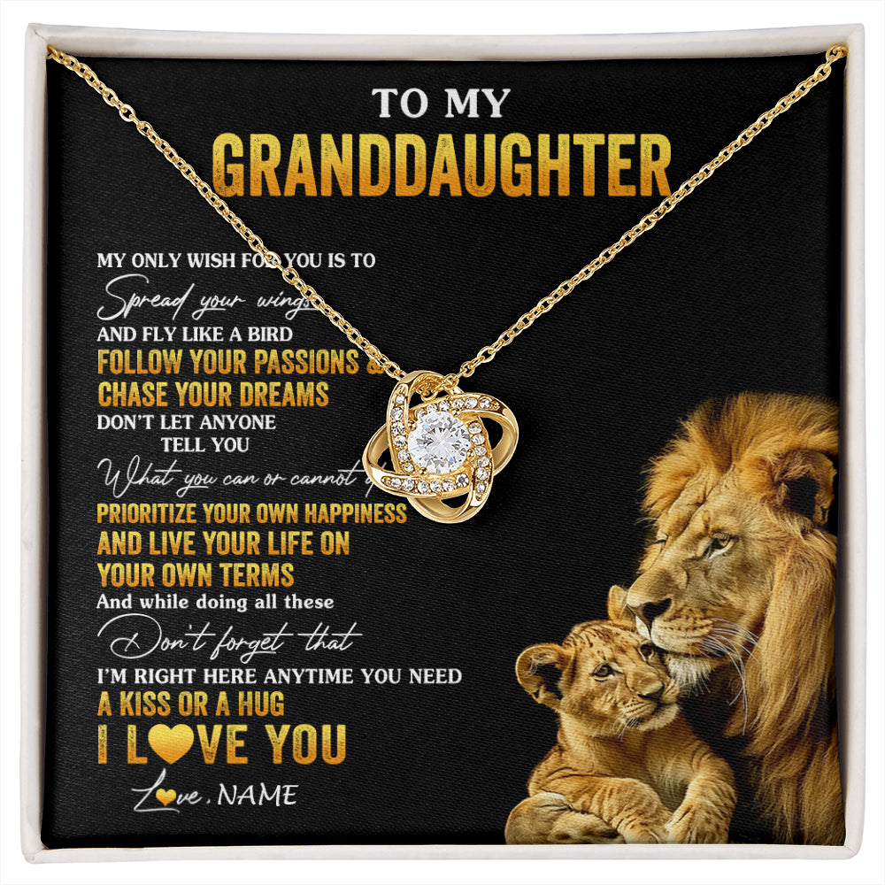 Personalized To My Granddaughter Necklace From Grandpa Lion My Only Wish For You Granddaughter Birthday Graduation Christmas Customized Gift Box Message Card