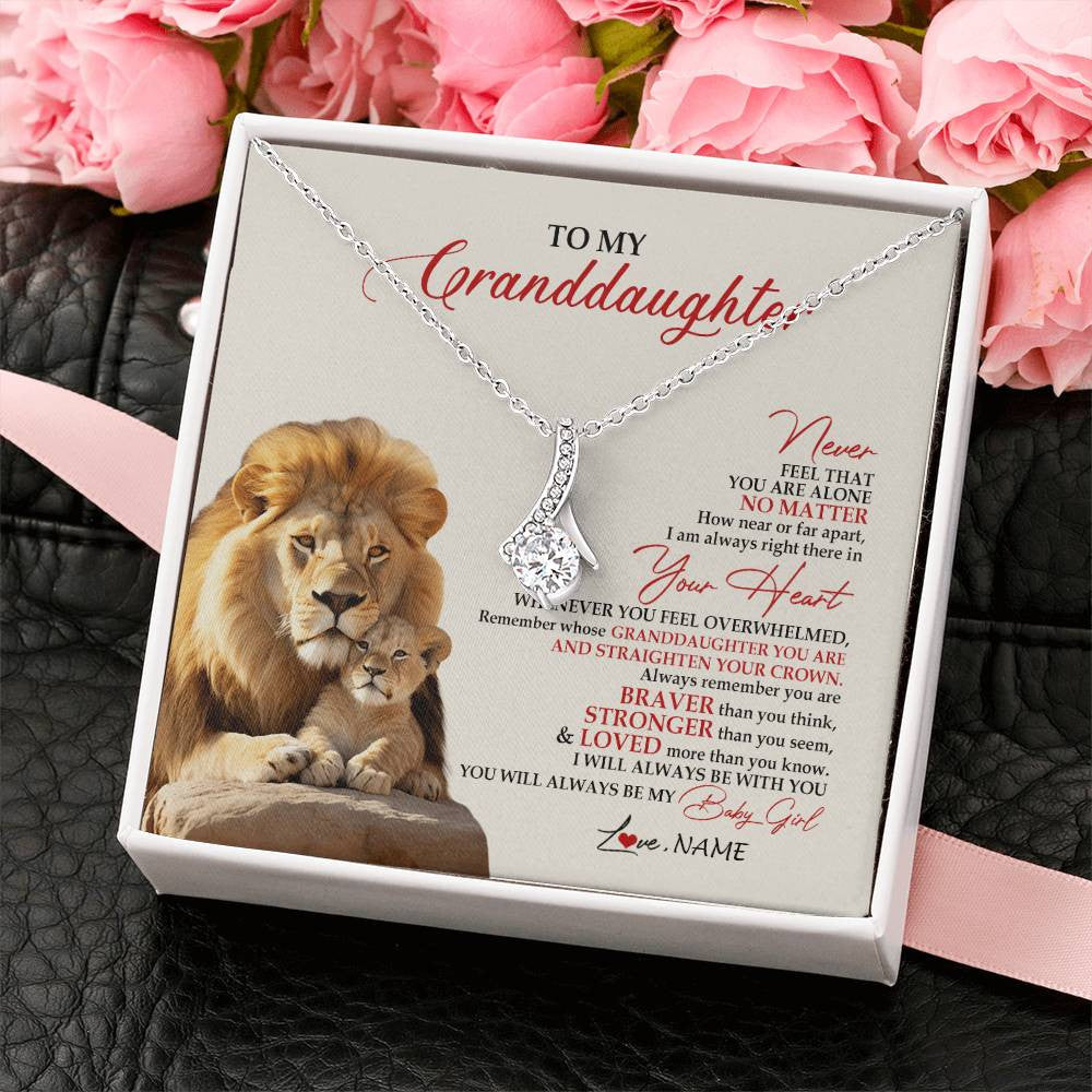 Personalized To My Granddaughter Necklace From Grandpa Nana Never Feel You Are Alone Lion Granddaughter Birthday Christmas Customized Message Card