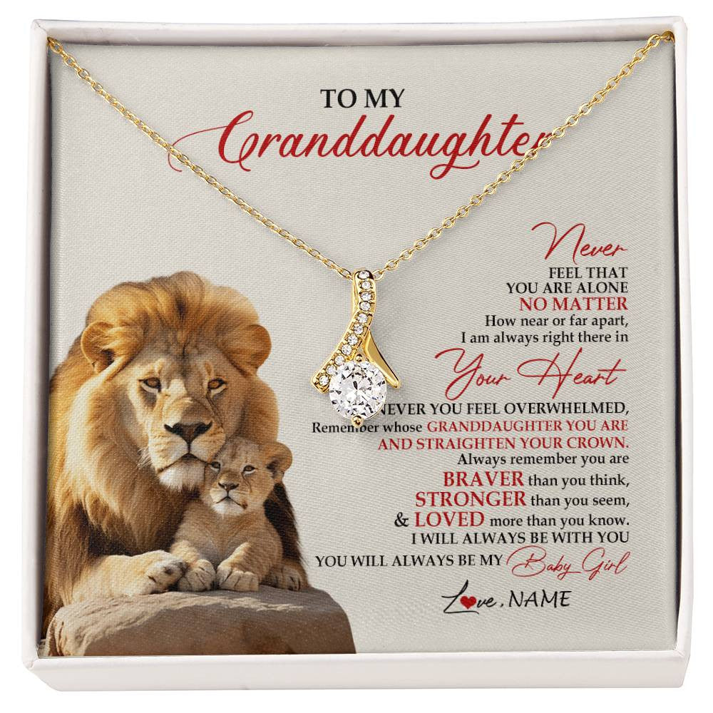 Personalized To My Granddaughter Necklace From Grandpa Nana Never Feel You Are Alone Lion Granddaughter Birthday Christmas Customized Message Card