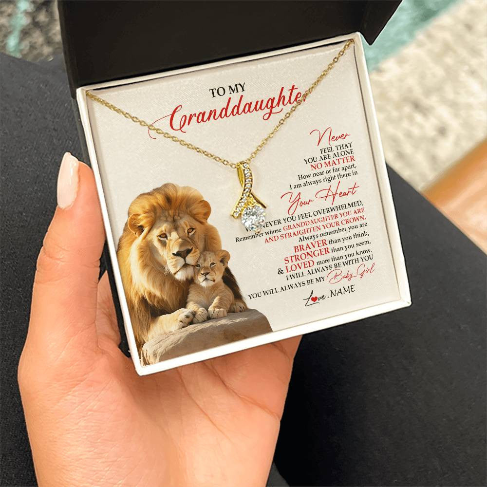 Personalized To My Granddaughter Necklace From Grandpa Nana Never Feel You Are Alone Lion Granddaughter Birthday Christmas Customized Message Card