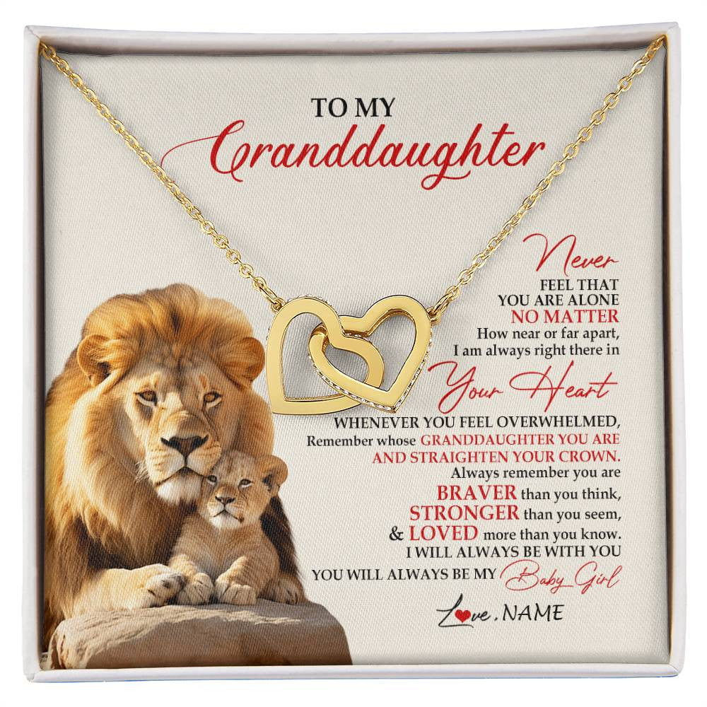 Personalized To My Granddaughter Necklace From Grandpa Nana Never Feel You Are Alone Lion Granddaughter Birthday Christmas Customized Message Card