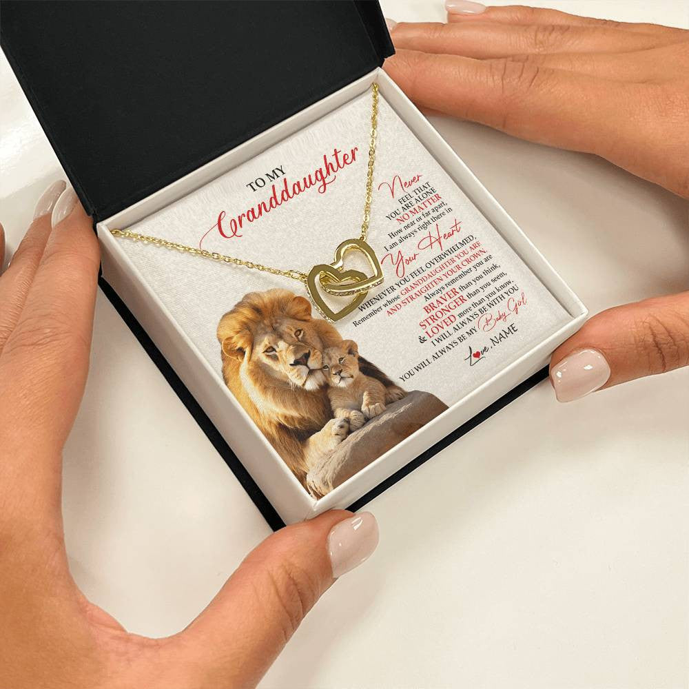 Personalized To My Granddaughter Necklace From Grandpa Nana Never Feel You Are Alone Lion Granddaughter Birthday Christmas Customized Message Card