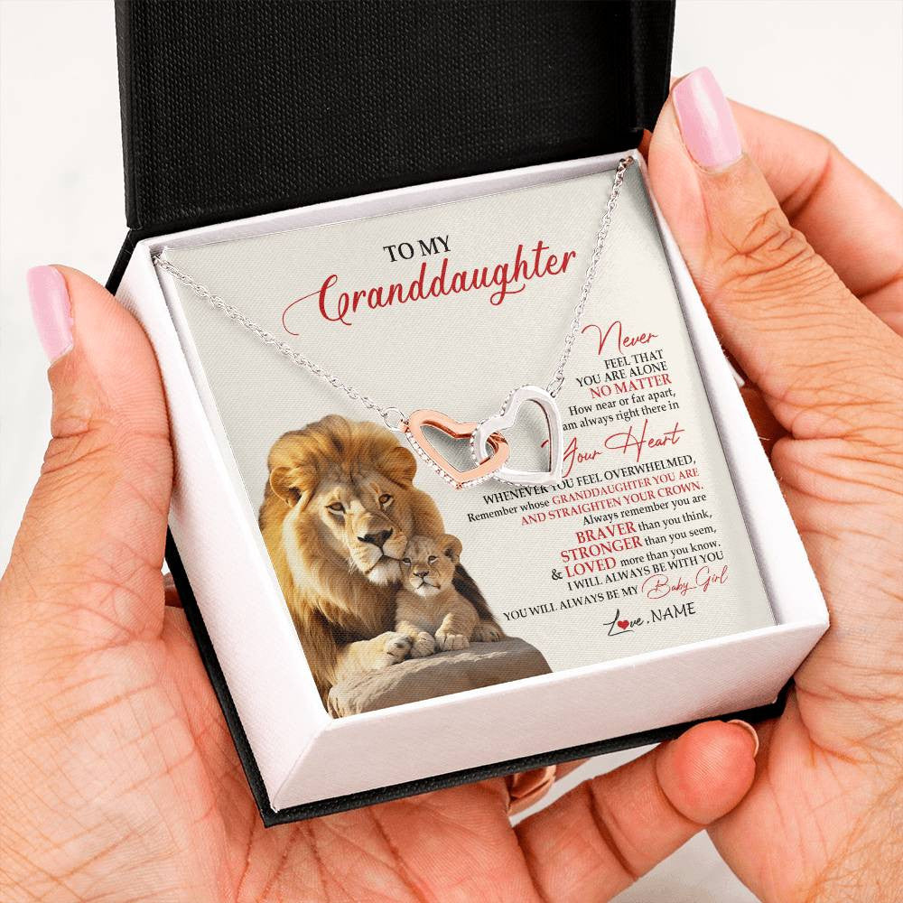 Personalized To My Granddaughter Necklace From Grandpa Nana Never Feel You Are Alone Lion Granddaughter Birthday Christmas Customized Message Card