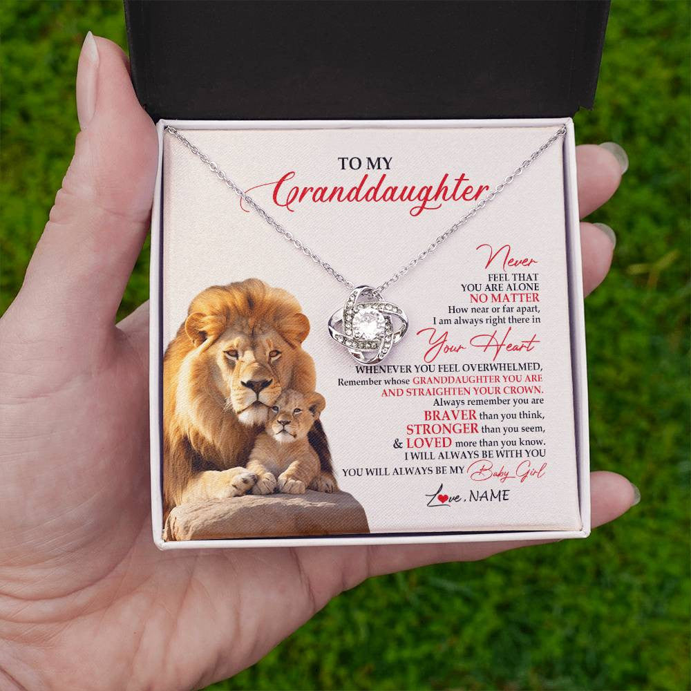 Personalized To My Granddaughter Necklace From Grandpa Nana Never Feel You Are Alone Lion Granddaughter Birthday Christmas Customized Message Card