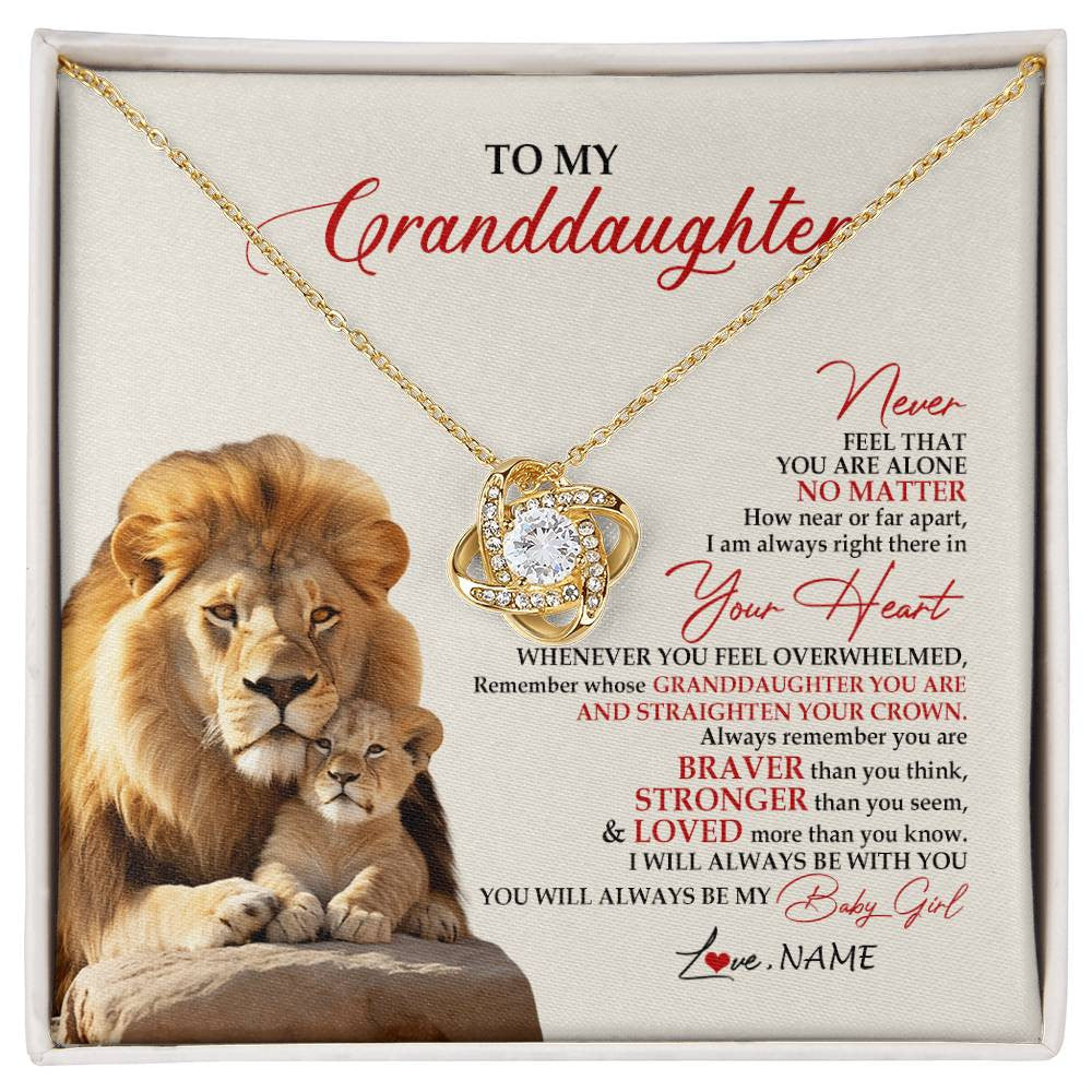 Personalized To My Granddaughter Necklace From Grandpa Nana Never Feel You Are Alone Lion Granddaughter Birthday Christmas Customized Message Card