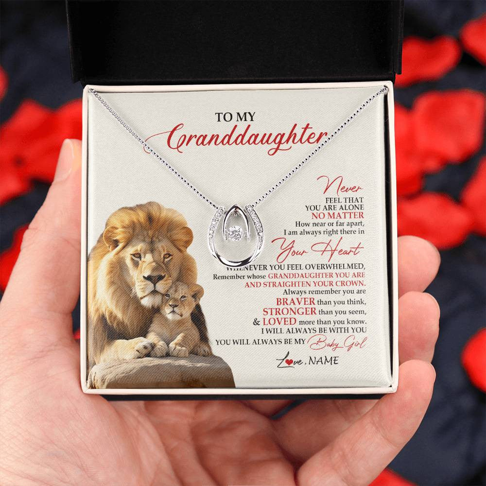 Personalized To My Granddaughter Necklace From Grandpa Nana Never Feel You Are Alone Lion Granddaughter Birthday Christmas Customized Message Card
