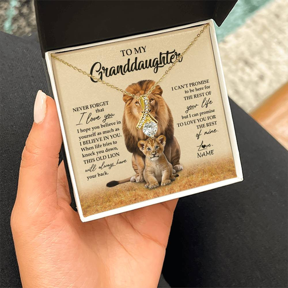 Personalized To My Granddaughter Necklace From Grandpa Papa Lion Never Forget That I Love You Granddaughter Jewelry Birthday Christmas Customized Message Card