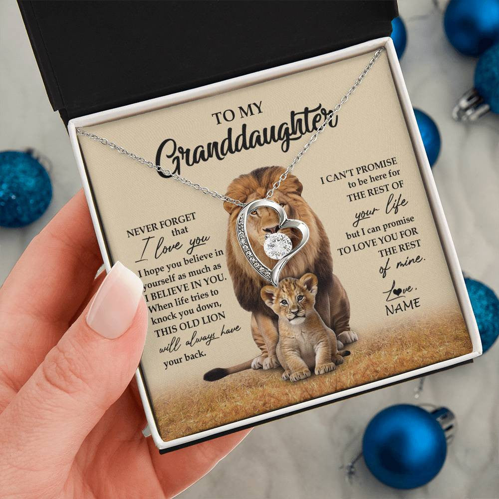 Personalized To My Granddaughter Necklace From Grandpa Papa Lion Never Forget That I Love You Granddaughter Jewelry Birthday Christmas Customized Message Card