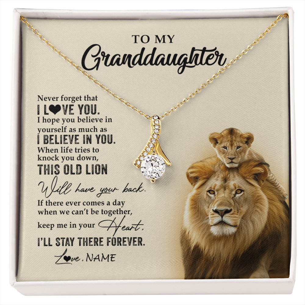 Personalized To My Granddaughter Necklace From Grandpa Papa This Old Lion Never Forget I Love You Jewelry Birthday Christmas Customized Gift Box Message Card