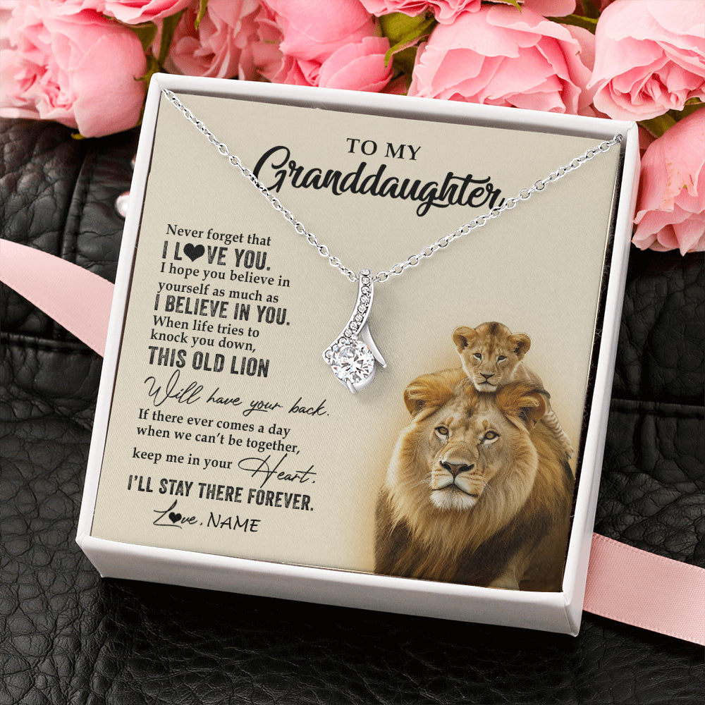 Personalized To My Granddaughter Necklace From Grandpa Papa This Old Lion Never Forget I Love You Jewelry Birthday Christmas Customized Gift Box Message Card