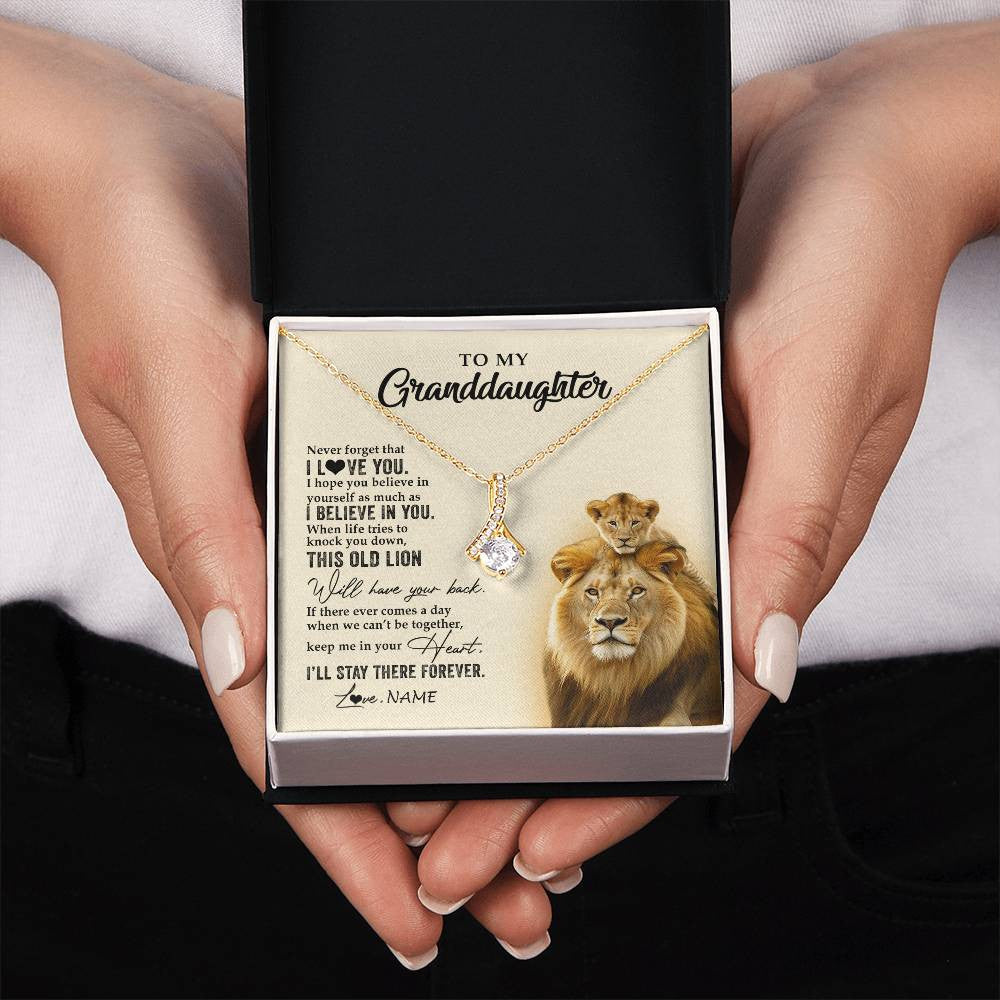 Personalized To My Granddaughter Necklace From Grandpa Papa This Old Lion Never Forget I Love You Jewelry Birthday Christmas Customized Gift Box Message Card