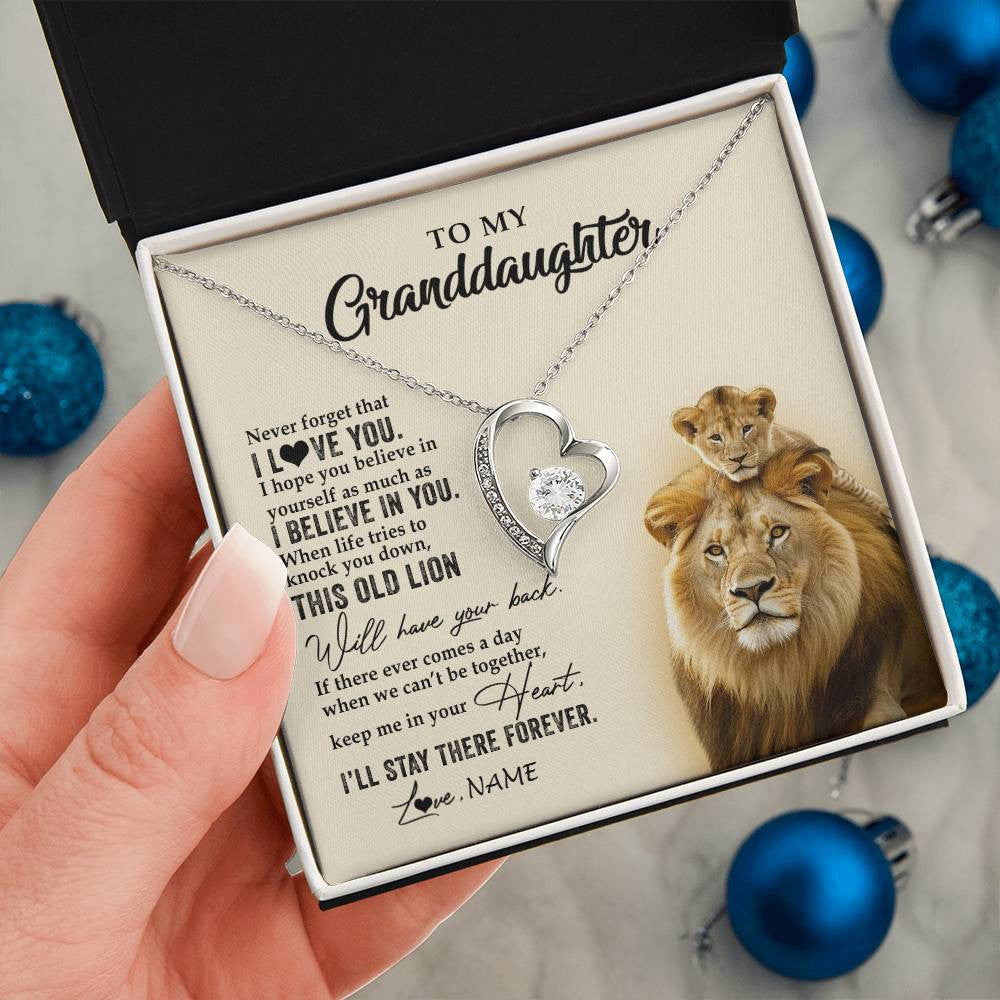 Personalized To My Granddaughter Necklace From Grandpa Papa This Old Lion Never Forget I Love You Jewelry Birthday Christmas Customized Gift Box Message Card