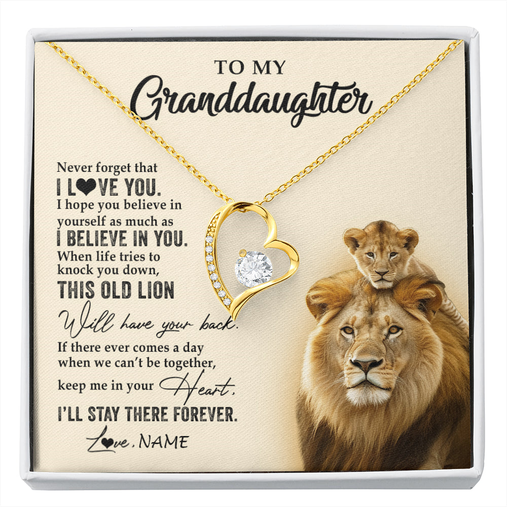 Personalized To My Granddaughter Necklace From Grandpa Papa This Old Lion Never Forget I Love You Jewelry Birthday Christmas Customized Gift Box Message Card