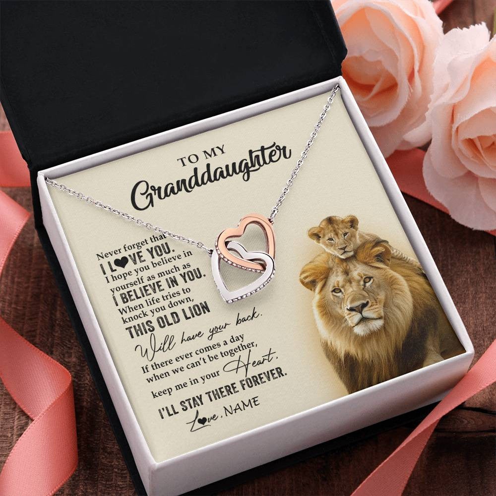 Personalized To My Granddaughter Necklace From Grandpa Papa This Old Lion Never Forget I Love You Jewelry Birthday Christmas Customized Gift Box Message Card