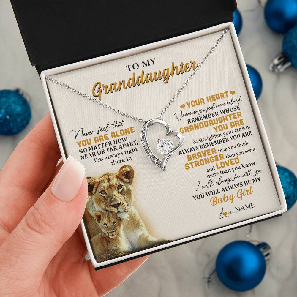 Personalized To My Granddaughter Necklace From Nana Lion Never Feel That You Are Alone Great Granddaughter Birthday Christmas Customized Gift Box Message Card