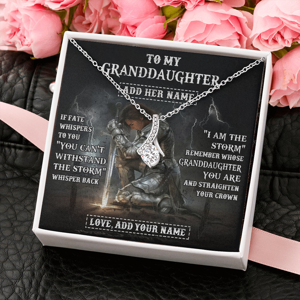 Personalized To My Granddaughter Necklace Women Warrior Knights Templar I Am The Storm Best Granddaughter Birthday Gifts Christmas Gift Box Message Card