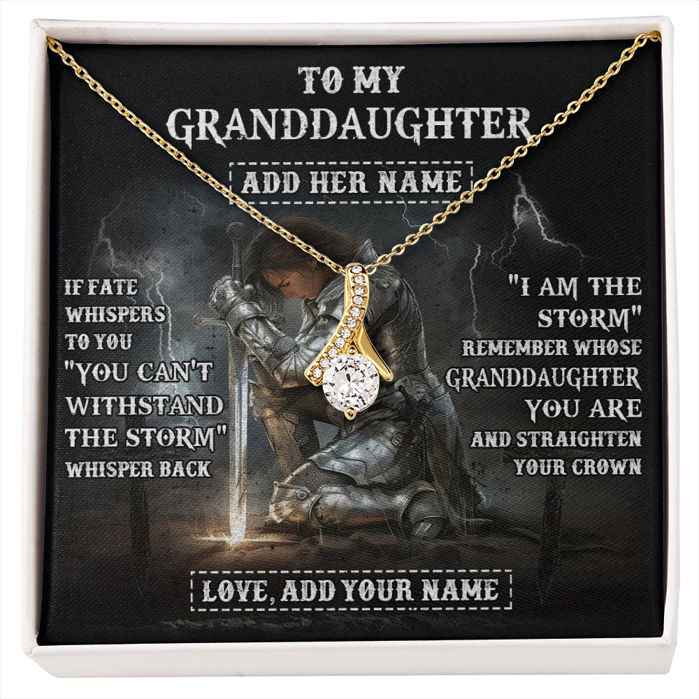 Personalized To My Granddaughter Necklace Women Warrior Knights Templar I Am The Storm Best Granddaughter Birthday Gifts Christmas Gift Box Message Card