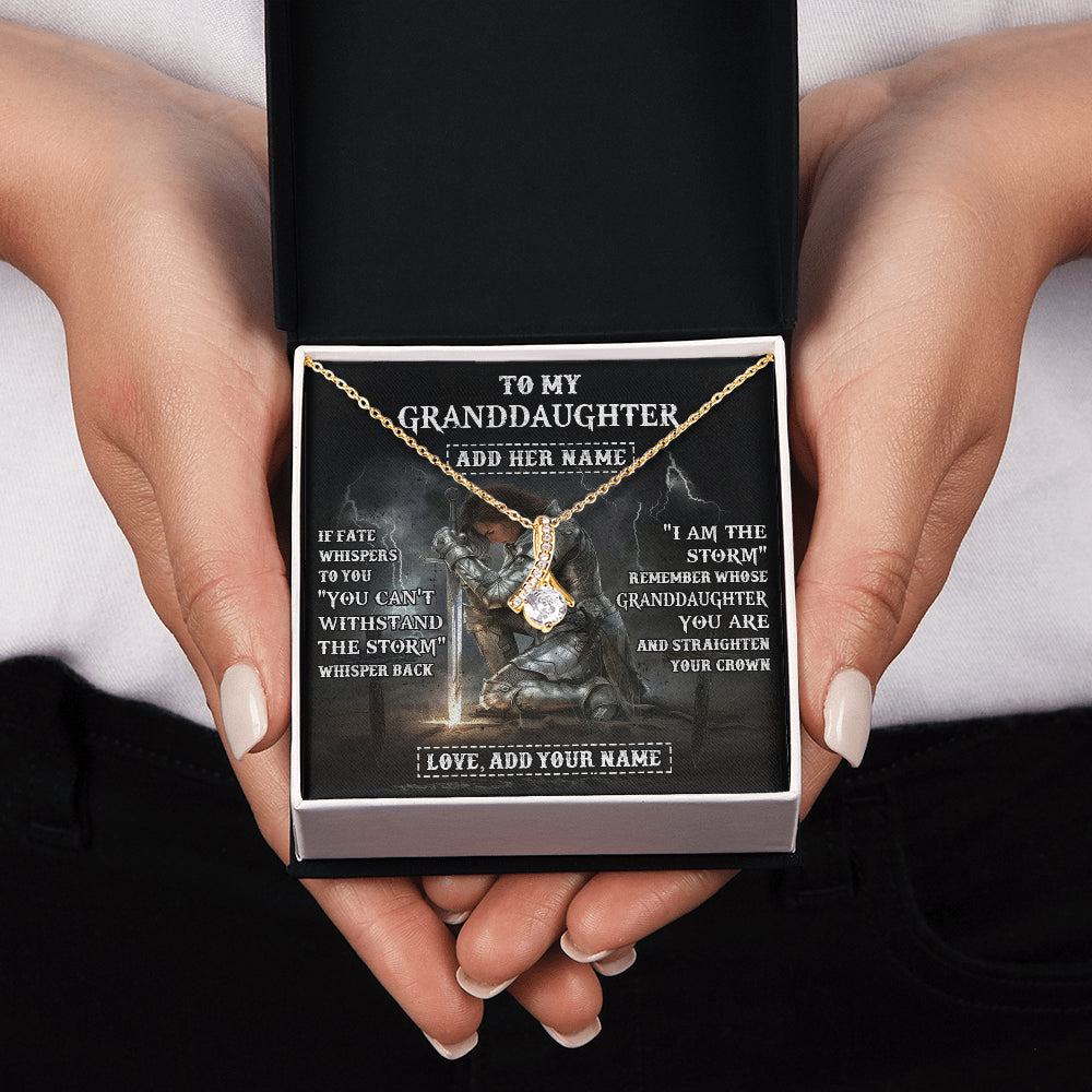 Personalized To My Granddaughter Necklace Women Warrior Knights Templar I Am The Storm Best Granddaughter Birthday Gifts Christmas Gift Box Message Card