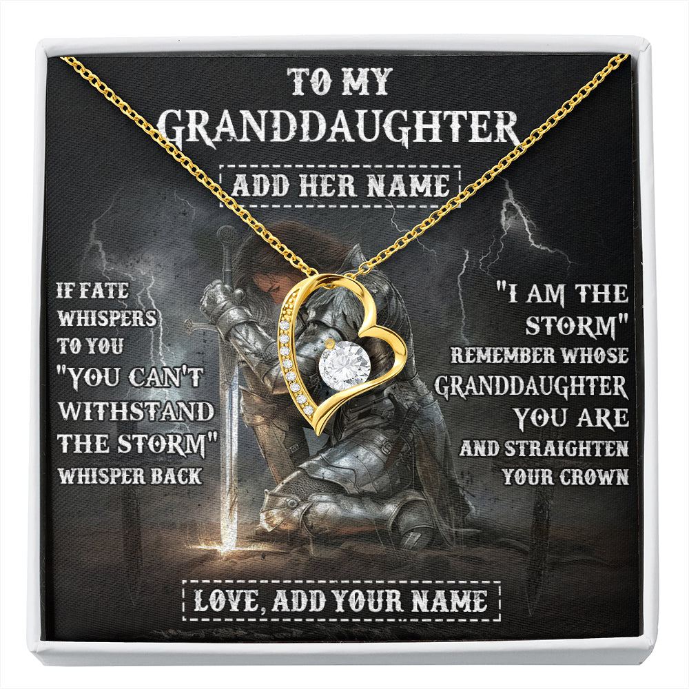 Personalized To My Granddaughter Necklace Women Warrior Knights Templar I Am The Storm Best Granddaughter Birthday Gifts Christmas Gift Box Message Card
